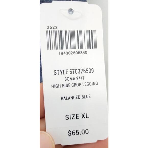 New NWT Soma WKND 24/7 Crop‎ Legging Balanced Blue XL Soft Comfort Cooling - Picture 8 of 8